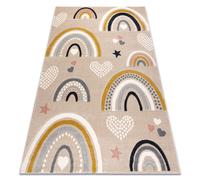 Tapis KIDDO 6109 crème / blanc arc-en-ciel cœurs pour enfants sensoriel 140x190 cm