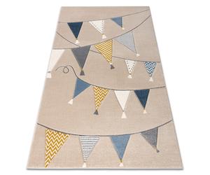 Tapis KIDDO 9426 beige / blanc triangles fête pour enfants sensoriel 80x150 cm