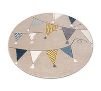 Tapis KIDDO 9426 cercle beige / blanc triangles fête pour enfants sensoriel cercle 140 cm