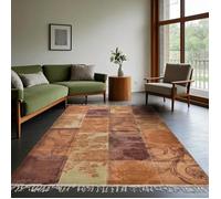 Tapis kilim 140x190 rectangle fait main en coton or motif ethnique
