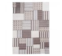 Tapis kilim 80x140 rectangle fait à la main en laine ivoire motif géométrique