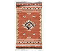 Tapis Kilim avec Motif Géométrique 80 x 150 cm en Coton Multicolore Gavar