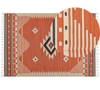 Tapis Kilim avec Motif Géométrique 160 x 230 cm en Coton Multicolore Gavar