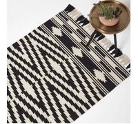 Tapis Kilim en coton noir et blanc Dinan, 90 x 150 cm