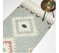Tapis Kilim en laine bleu Tenali - HOMESCAPES - Moderne - 90 x 150 cm - Salon - Rectangulaire - Intérieur