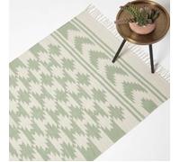 Tapis Kilim - HOMESCAPES - Turin - 240 x 300 cm - Coton - Vert - Rectangulaire