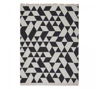 Tapis kilim reversible 80x150 en coton motif géométrique BI crème et noir