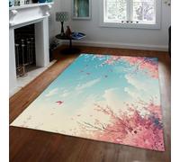 Tapis Lavable 80x150 Tapis de Surface Moquette en Fleurs de Cerisier | Tapis Blue Sky Bird chambre bébé tapis doux chambre grands tapis antidérapants poil bas bureau domicile salle manger