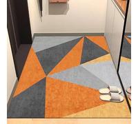 Tapis lavable à poils courts et doux pour bureau, salle à manger, chambre à coucher, antidérapant, moderne, géométrique, gris et orange, 100 x 100 cm