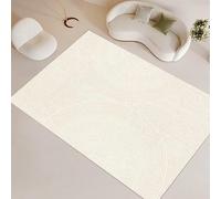 Tapis lavable à poils courts et doux pour bureau, salle à manger, chambre à coucher - Antidérapant - Style géométrique moderne et minimaliste - Beige - 140 x 140 cm
