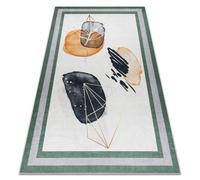 Tapis lavable ANDRE 1088 Abstraction cadre antidérapant - blanc / vert 120x170 cm
