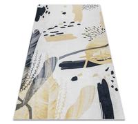 Tapis lavable ANDRE 1097 Abstraction antidérapant - blanc / jaune 120x170 cm