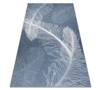 Tapis lavable ANDRE 1148 Plumes antidérapant - bleu 120x170 cm