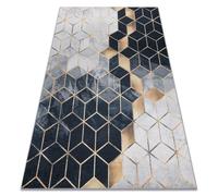 Tapis lavable ANDRE 1171 Cube géométrique antidérapant - noir / or 160x220 cm