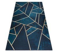 Tapis lavable ANDRE 1173 mosaïque géométrique antidérapant - turquoise / or 120x170 cm