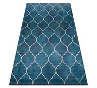 Tapis lavable ANDRE 1181 Treillis marocain antidérapant - bleu 160x220 cm