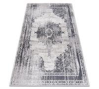Tapis lavable ANDRE 1187 Ornement vintage antidérapant - noir et blanc 160x220 cm