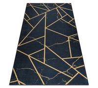 Tapis lavable ANDRE 1222 Marbre géométrique antidérapant - noir 160x220 cm