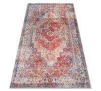 Tapis lavable ANDRE 1684 cadre vintage antidérapant - rouge 120x170 cm
