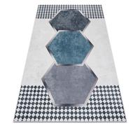 Tapis lavable ANDRE 1863 Diamants géométrique antidérapant - blanc / noir 120x170 cm