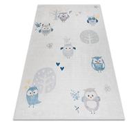 Tapis lavable BAMBINO 1161 Hiboux pour les enfants antidérapant - gris 80x150 cm