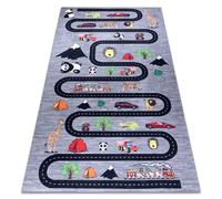 Tapis lavable BAMBINO 2092 Ruelles voitures pour les enfants antidérapant - anthracite 140x190 cm