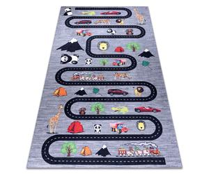 Tapis lavable BAMBINO 2092 Ruelles voitures pour les enfants antidérapant - anthracite 160x220 cm