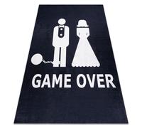 Tapis lavable BAMBINO 2104 'Game over' mariage enterrement de vie de garçon anti-dérapant - noir 80x150 cm
