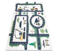 Tapis lavable BAMBINO 2223 Ruelles voitures pour les enfants antidérapant - crème 160x220 cm