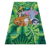 Tapis lavable BAMBINO 2651 Animaux Jungle pour les enfants antidérapant - vert / marron 200x290 cm
