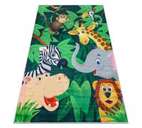 Tapis lavable BAMBINO 2705 Animaux Afrique pour les enfants antidérapant - vert / marron 120x170 cm