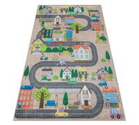 Tapis lavable BAMBINO 34600 Ville rues pour les enfants antidérapant - beige / gris 200x290 cm