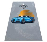 Tapis lavable BAMBINO 41730 Voiture course pour les enfants antidérapant - gris / bleu 120x170 cm