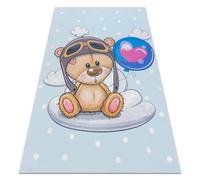 Tapis lavable BAMBINO 43030 Ours en peluche le pilote pour les enfants antidérapant - bleu / marron 160x220 cm