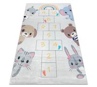 Tapis lavable BAMBINO 43092 Animaux, nombres pour les enfants antidérapant - gris jaune 160x220 cm