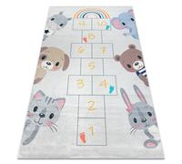 Tapis lavable BAMBINO 43092 Animaux nombres pour les enfants antidérapant - gris / jaune 80x150 cm