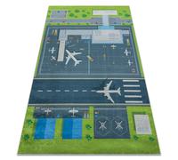 Tapis lavable BAMBINO 46990 Aéroport avions pour les enfants antidérapant - vert / gris 160x220 cm