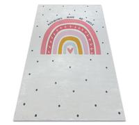 Tapis lavable BAMBINO 47810 Arc-en-ciel points pour les enfants antidérapant - blanc / rose 200x290 cm