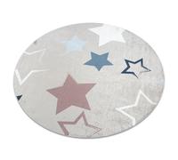 Tapis lavable BAMBINO 48130 cercle Étoiles pour les enfants antidérapant - beige / gris cercle 100 cm