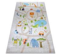 Tapis lavable BAMBINO 50230 Zoo rues pour les enfants antidérapant - beige / vert 80x150 cm
