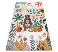 Tapis lavable BAMBINO 61410 Animaux étoiles nuages pour les enfants antidérapant - crème / vert 200x290 cm