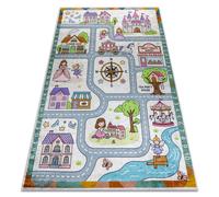 Tapis lavable BAMBINO 61430 Princesse alphabet rues pour les enfants antidérapant - gris / rose 80x150 cm