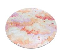 Tapis lavable BAMBINO 61510 cercle Nuages étoiles pour les enfants antidérapant - crème / rose cercle 80 cm