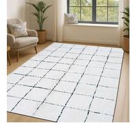 Tapis lavable berbère en coton blanc écru 160x220