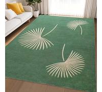 Tapis lavable doux à poils ras et antidérapant pour salon, chambre à coucher - Ne perd pas ses poils - Moderne - Abstrait - Vert - 120 x 120 cm