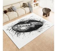 Tapis Lavable en Machine 60x90 cm Moquette Modèle Dessiné À La Main De Rugby Poils Courts Doux, Tapis Intérieur Antidérapant Résistant pour Salon Chambre Chambre d'enfant et Entrée