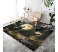 Tapis Lavable Jaune Foncé Tapis Animaux Loup Aigle Imprimé à Poils Courts Doux Moquette Tapis Antidérapant Tapis 60 x 90 cm pour Salon Chambre Bureau pour Un Nettoyage Facile