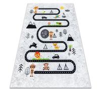 Tapis lavable JUNIOR 51490.802 animaux rues pour les enfants antidérapant - gris 200x290 cm