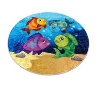 Tapis lavable JUNIOR 51594.801 cercle poissons océan pour les enfants antidérapant - bleu cercle 100 cm