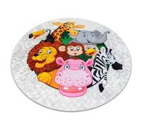 Tapis lavable JUNIOR 51595.801 cercle animaux Afrique pour les enfants antidérapant - gris cercle 80 cm